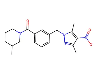 [3-[(3,5-dimethyl-4-nitropyrazol-1-yl)methyl]phenyl]-(3-methylpiperidin-1-yl)methanone structure
