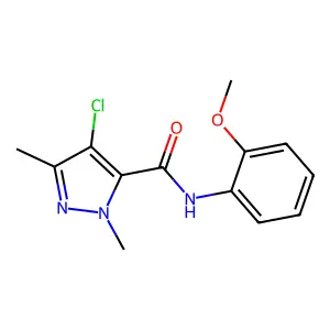 4-chloro-N-(2-methoxyphenyl)-2,5-dimethylpyrazole-3-carboxamide structure