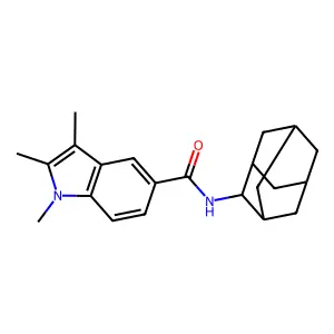 N-(2-adamantyl)-1,2,3-trimethyl-1H-indole-5-carboxamide structure