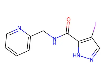 4-iodo-N-(2-pyridinylmethyl)-1H-pyrazole-3-carboxamide structure