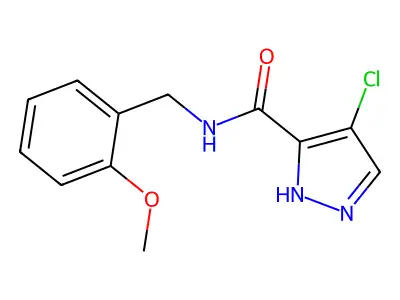 4-chloro-N-(2-methoxybenzyl)-1H-pyrazole-3-carboxamide structure