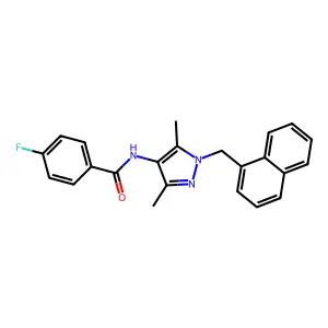 N-[3,5-dimethyl-1-(naphthalen-1-ylmethyl)pyrazol-4-yl]-4-fluorobenzamide structure