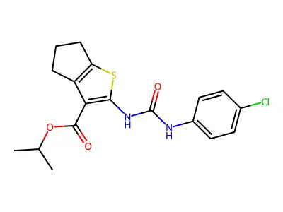 propan-2-yl 2-[(4-chlorophenyl)carbamoylamino]-5,6-dihydro-4H-cyclopenta[b]thiophene-3-carboxylate structure
