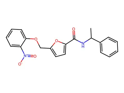 5-[(2-nitrophenoxy)methyl]-N-(1-phenylethyl)furan-2-carboxamide structure