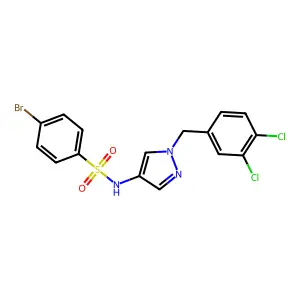 4-bromo-N-[1-[(3,4-dichlorophenyl)methyl]pyrazol-4-yl]benzenesulfonamide structure