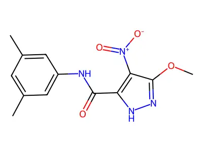 N-(3,5-dimethylphenyl)-3-methoxy-4-nitro-1H-pyrazole-5-carboxamide structure