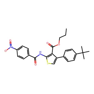 Propyl 4-(4-tert-butylphenyl)-2-({4-nitrobenzoyl}amino)-3-thiophenecarboxylate structure