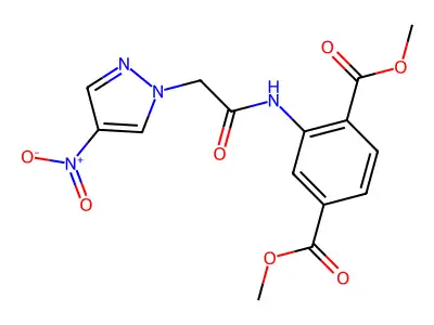 Dimethyl 2-[[2-(4-nitropyrazol-1-yl)acetyl]amino]benzene-1,4-dicarboxylate structure