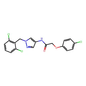 2-(4-chlorophenoxy)-N-[1-(2,6-dichlorobenzyl)-1H-pyrazol-4-yl]acetamide structure