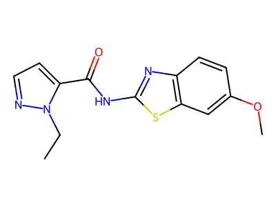 2-ethyl-N-(6-methoxy-1,3-benzothiazol-2-yl)pyrazole-3-carboxamide structure