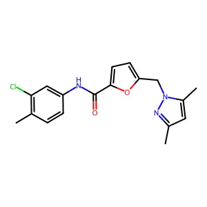 N-(3-chloro-4-methylphenyl)-5-[(3,5-dimethyl-1H-pyrazol-1-yl)methyl]-2-furamide structure