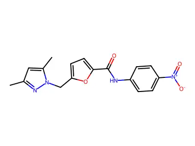 5-[(3,5-dimethylpyrazol-1-yl)methyl]-N-(4-nitrophenyl)furan-2-carboxamide structure