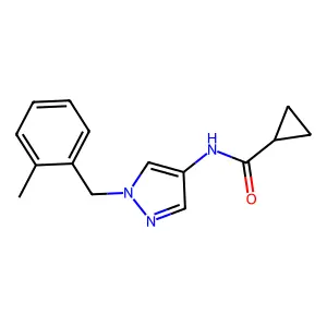 N-[1-[(2-methylphenyl)methyl]pyrazol-4-yl]cyclopropanecarboxamide structure