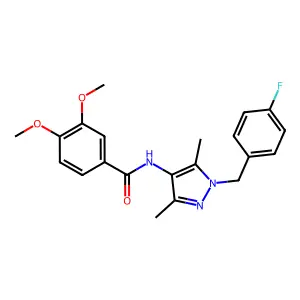 N-[1-[(4-fluorophenyl)methyl]-3,5-dimethylpyrazol-4-yl]-3,4-dimethoxybenzamide structure