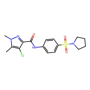 4-chloro-1,5-dimethyl-N-(4-pyrrolidin-1-ylsulfonylphenyl)pyrazole-3-carboxamide structure