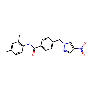 N-(2,4-dimethylphenyl)-4-[(4-nitropyrazol-1-yl)methyl]benzamide structure