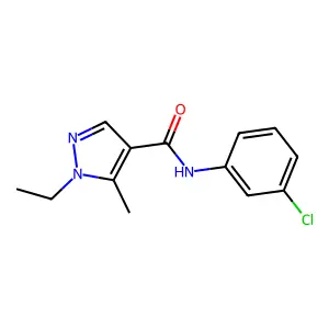 N-(3-chlorophenyl)-1-ethyl-5-methyl-4-pyrazolecarboxamide structure