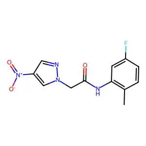 N-(5-fluoro-2-methylphenyl)-2-(4-nitropyrazol-1-yl)acetamide structure