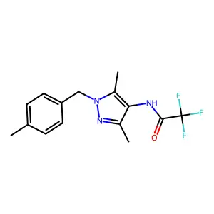 N-[3,5-dimethyl-1-(4-methylbenzyl)-1H-pyrazol-4-yl]-2,2,2-trifluoroacetamide structure