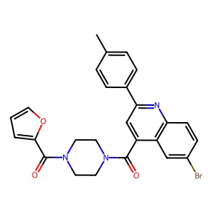 [4-[6-bromo-2-(4-methylphenyl)quinoline-4-carbonyl]piperazin-1-yl]-(furan-2-yl)methanone structure