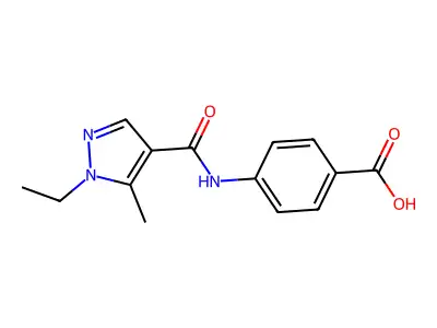 4-{[(1-ethyl-5-methyl-1H-pyrazol-4-yl)carbonyl]amino}benzoic acid structure