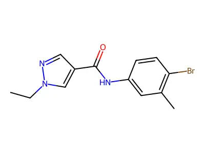 N-(4-bromo-3-methylphenyl)-1-ethylpyrazole-4-carboxamide structure