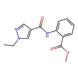 methyl 2-{[(1-ethyl-1H-pyrazol-4-yl)carbonyl]amino}benzoate structure