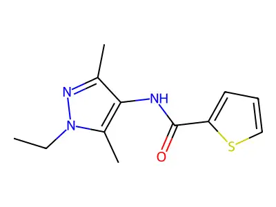 N-(1-ethyl-3,5-dimethyl-1H-pyrazol-4-yl)thiophene-2-carboxamide structure