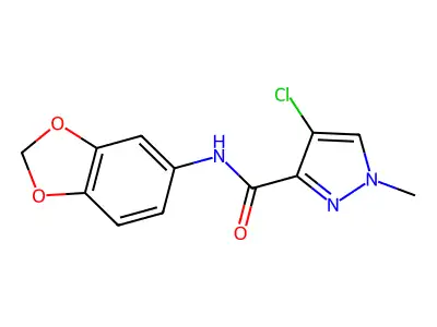 N-(1,3-benzodioxol-5-yl)-4-chloro-1-methyl-1H-pyrazole-3-carboxamide structure