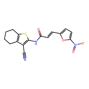 (E)-N-(3-cyano-4,5,6,7-tetrahydro-1-benzothiophen-2-yl)-3-(5-nitrofuran-2-yl)prop-2-enamide structure