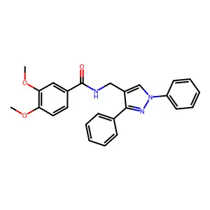 N-[(1,3-diphenyl-1H-pyrazol-4-yl)methyl]-3,4-dimethoxybenzamide structure