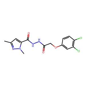 N'-[2-(3,4-dichlorophenoxy)acetyl]-2,5-dimethylpyrazole-3-carbohydrazide structure