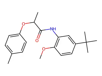 N-(5-tert-butyl-2-methoxyphenyl)-2-(4-methylphenoxy)propanamide structure