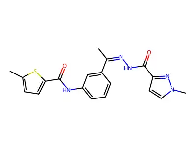 1-methyl-N-[(Z)-1-[3-[(5-methylthiophene-2-carbonyl)amino]phenyl]ethylideneamino]pyrazole-3-carboxamide structure