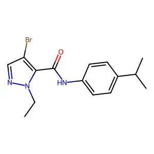 4-bromo-2-ethyl-N-(4-propan-2-ylphenyl)pyrazole-3-carboxamide structure