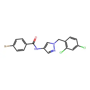 4-bromo-N-[1-[(2,4-dichlorophenyl)methyl]pyrazol-4-yl]benzamide structure