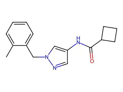 N-[1-[(2-methylphenyl)methyl]pyrazol-4-yl]cyclobutanecarboxamide structure