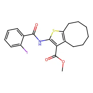 methyl 2-[(2-iodobenzoyl)amino]-4,5,6,7,8,9-hexahydrocycloocta[b]thiophene-3-carboxylate structure