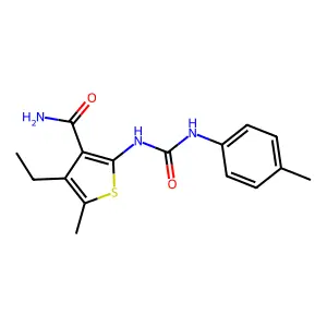 4-Ethyl-5-methyl-2-[(4-toluidinocarbonyl)amino]thiophene-3-carboxamide structure
