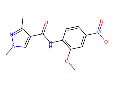 N-(2-methoxy-4-nitrophenyl)-1,3-dimethylpyrazole-4-carboxamide structure