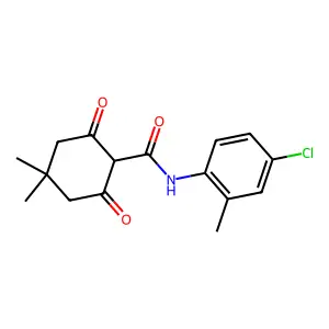 N-(4-chloro-2-methylphenyl)-4,4-dimethyl-2,6-dioxocyclohexane-1-carboxamide structure