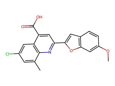 6-Chloro-2-(6-methoxy-1-benzofuran-2-yl)-8-methylquinoline-4-carboxylic acid structure