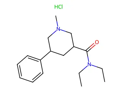 3-Piperidinecarboxamide, N,N-diethyl-1-methyl-5-phenyl-, monohydrochloride structure