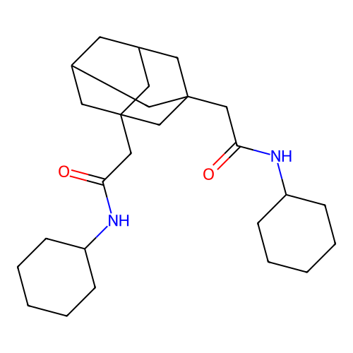 N-cyclohexyl-2-[3-[2-(cyclohexylamino)-2-oxoethyl]-1-adamantyl]acetamide structure