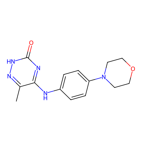 6-methyl-5-[4-(4-morpholinyl)anilino]-1,2,4-triazin-3(2H)-one structure