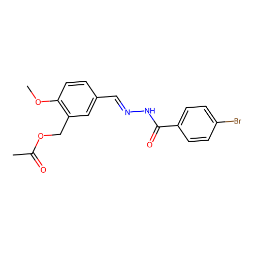 [5-[(E)-[(4-bromobenzoyl)hydrazinylidene]methyl]-2-methoxyphenyl]methyl acetate structure