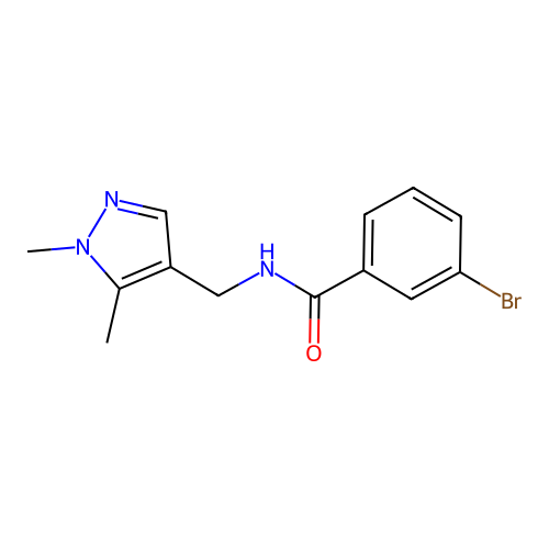 3-bromo-N-[(1,5-dimethyl-1H-pyrazol-4-yl)methyl]benzamide structure