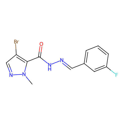 4-bromo-N'-(3-fluorobenzylidene)-1-methyl-1H-pyrazole-5-carbohydrazide structure
