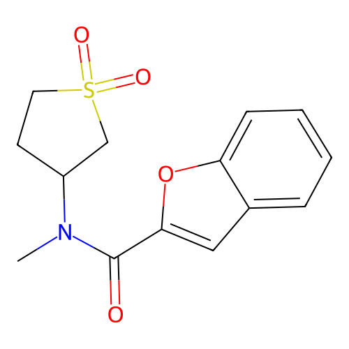 N-(1,1-dioxidotetrahydrothiophen-3-yl)-N-methyl-1-benzofuran-2-carboxamide structure