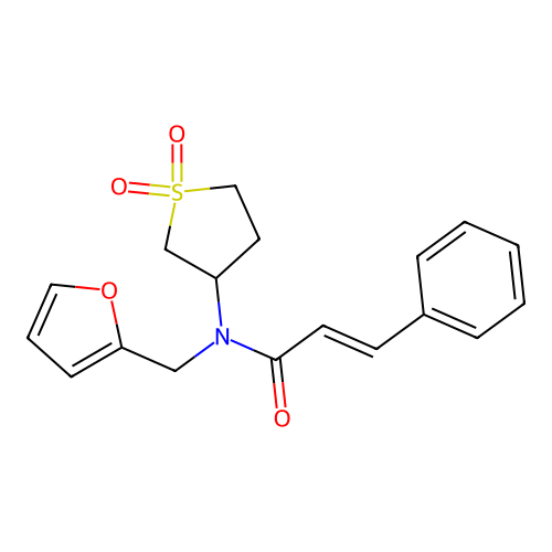 (2E)-N-(1,1-dioxidotetrahydrothiophen-3-yl)-N-(furan-2-ylmethyl)-3-phenylprop-2-enamide structure